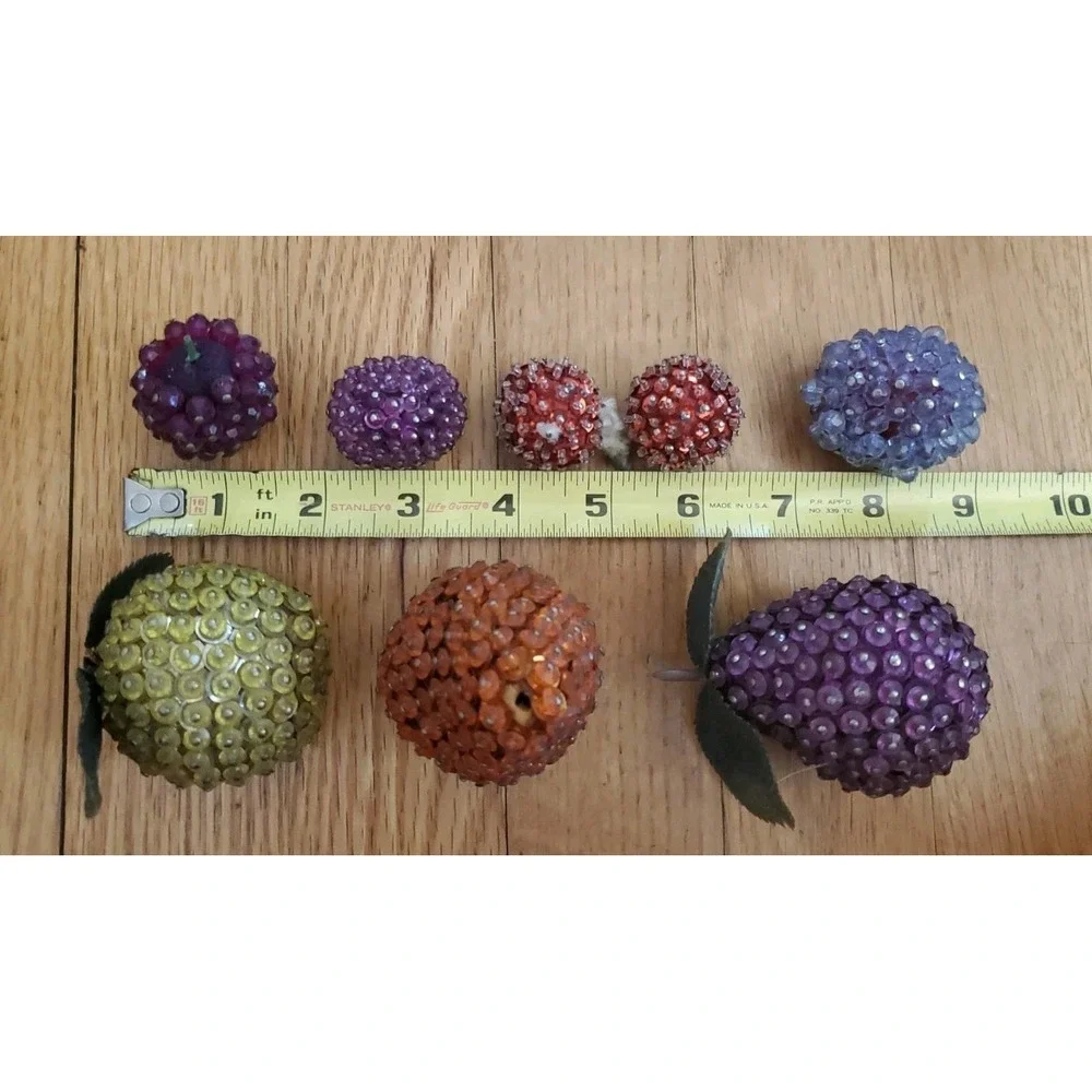 Lot of Vintage Sequined Beaded Faux Fruit Orange Apple Banana Berries Lot 2